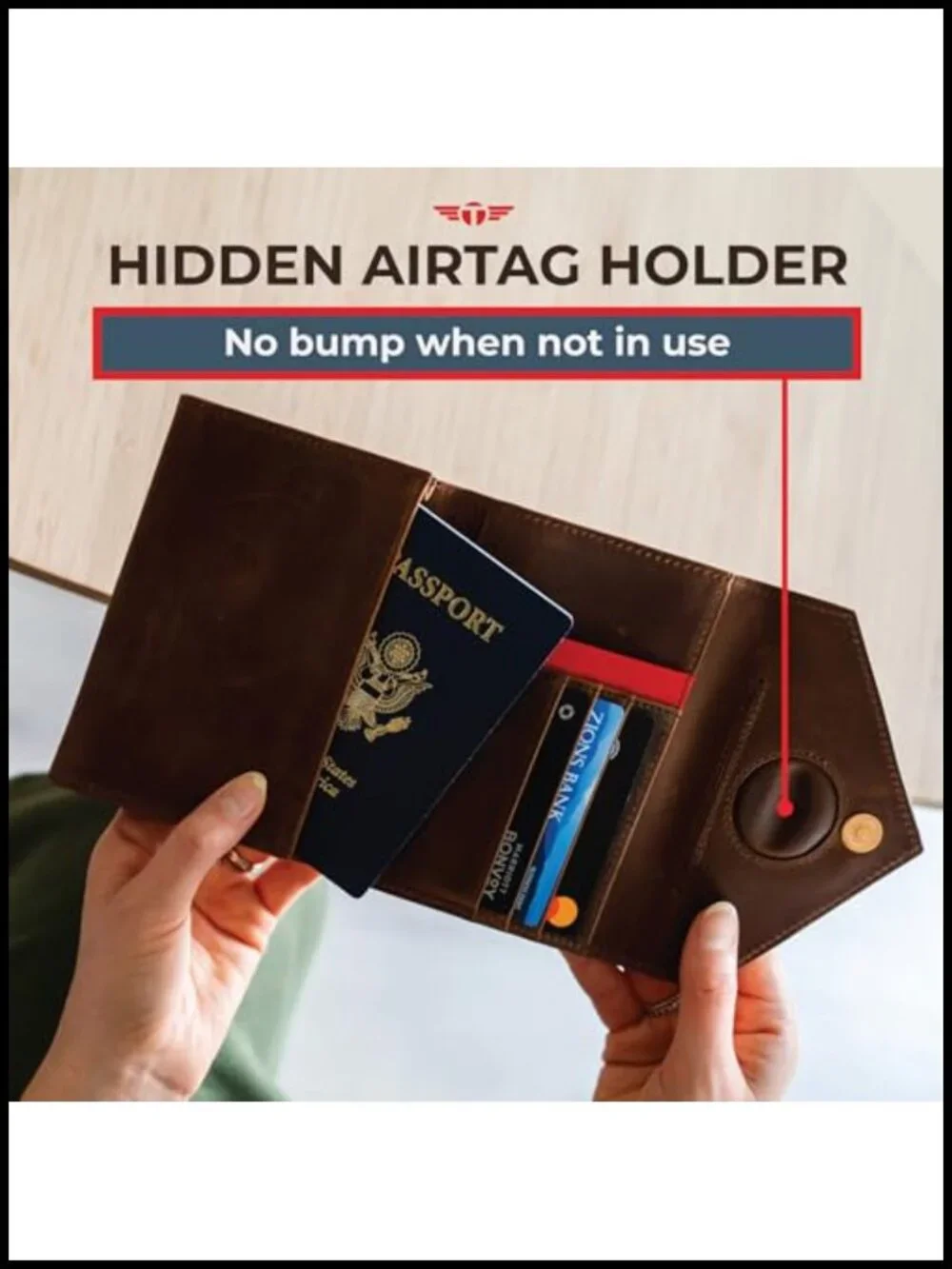 Leather Passport Holder Travel RFID Blocking AirTag Wallet Gift